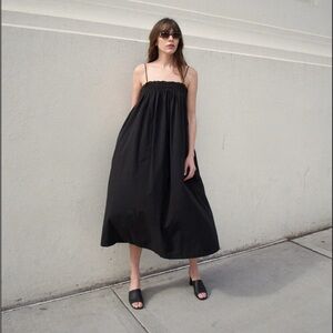 Ali Golden Elastic Black Smocked Maxi Dress